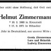 Zimmermann Helmut 1908-1971 Todesanzeige